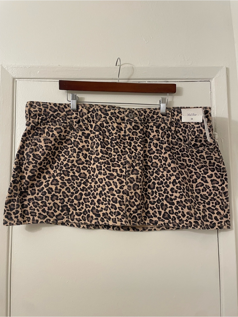 Abercrombie & Fitch Leopard Print Denim Mini Skirt NWT